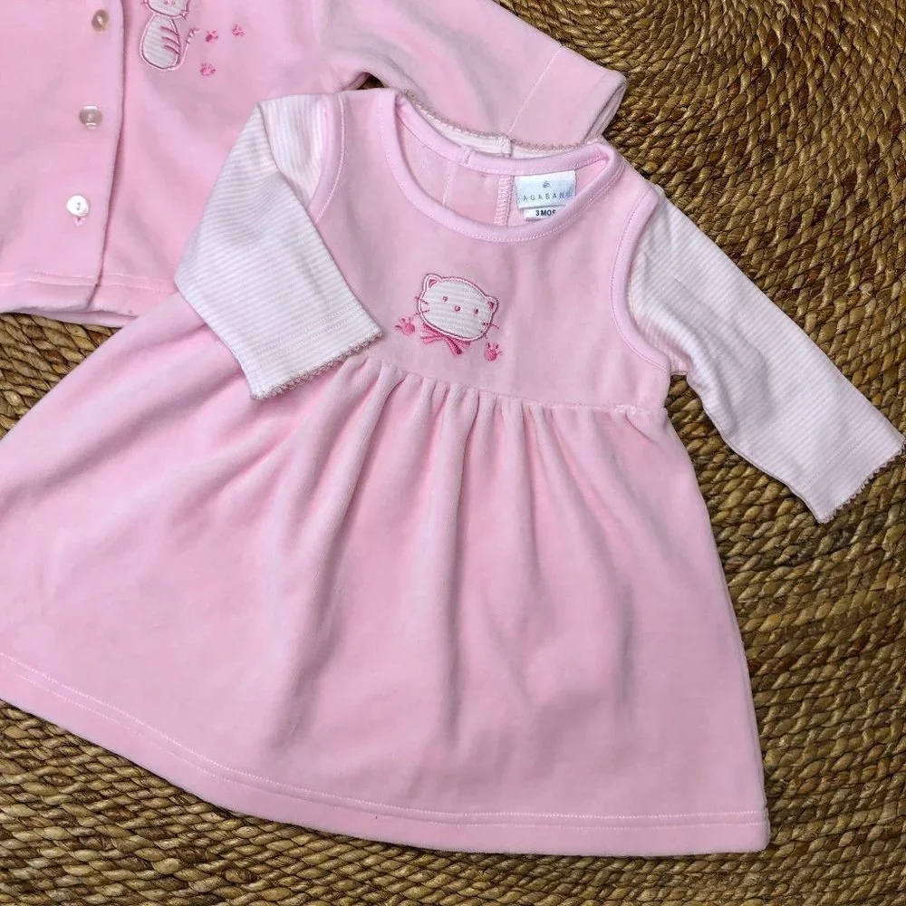 New 3 month 3 Piece‎ Set Velour Jacket Jumper Tee Baby Girls Infants Babies